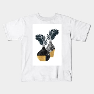 Gold + Marble Floral Vase Kids T-Shirt